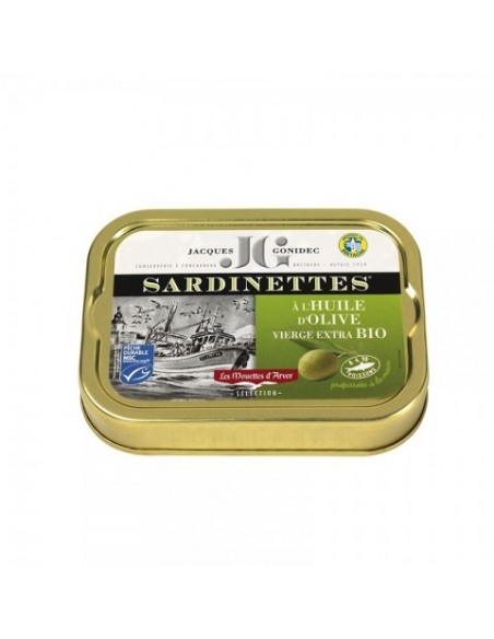 SARDINETTES A L'HUILE D'OLIVE 100GR BIO - JGONIDEC - Maison Ferrero - Epicerie à Ajaccio