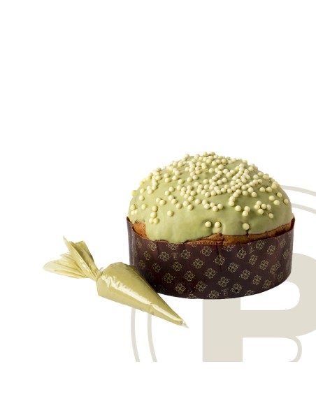 PANETTONE PISTACHE DE BRONTE AVEC SA POCHE DE CREME TARTINABLE 750GR - PATISSERIE PENNA